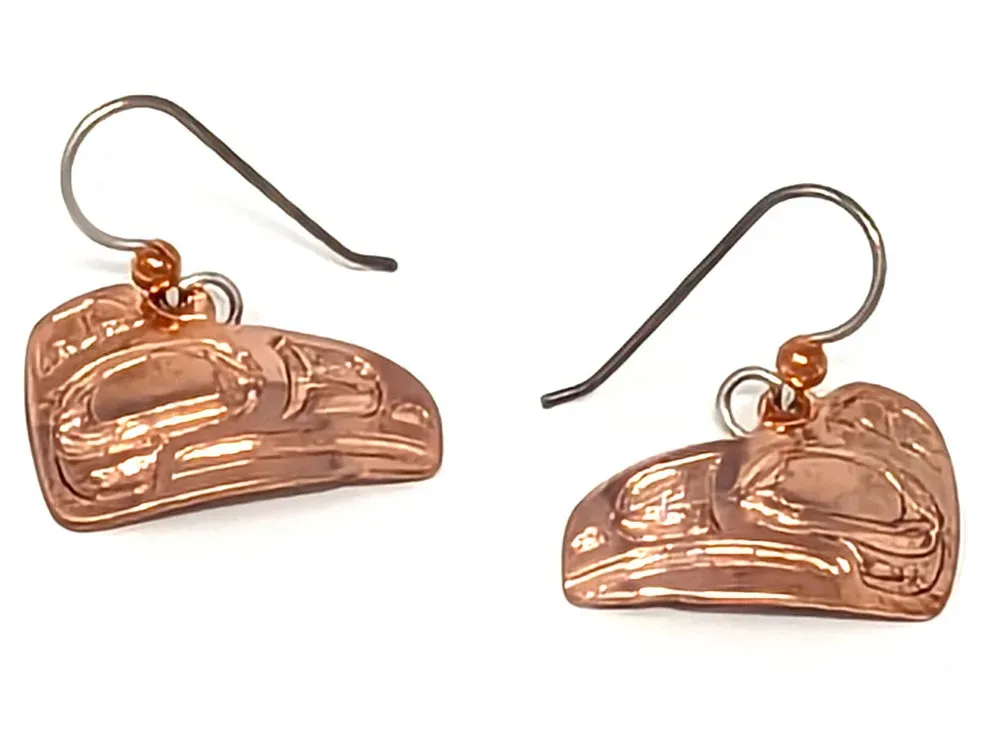 Copper Tlingit Raven Earrings - 2