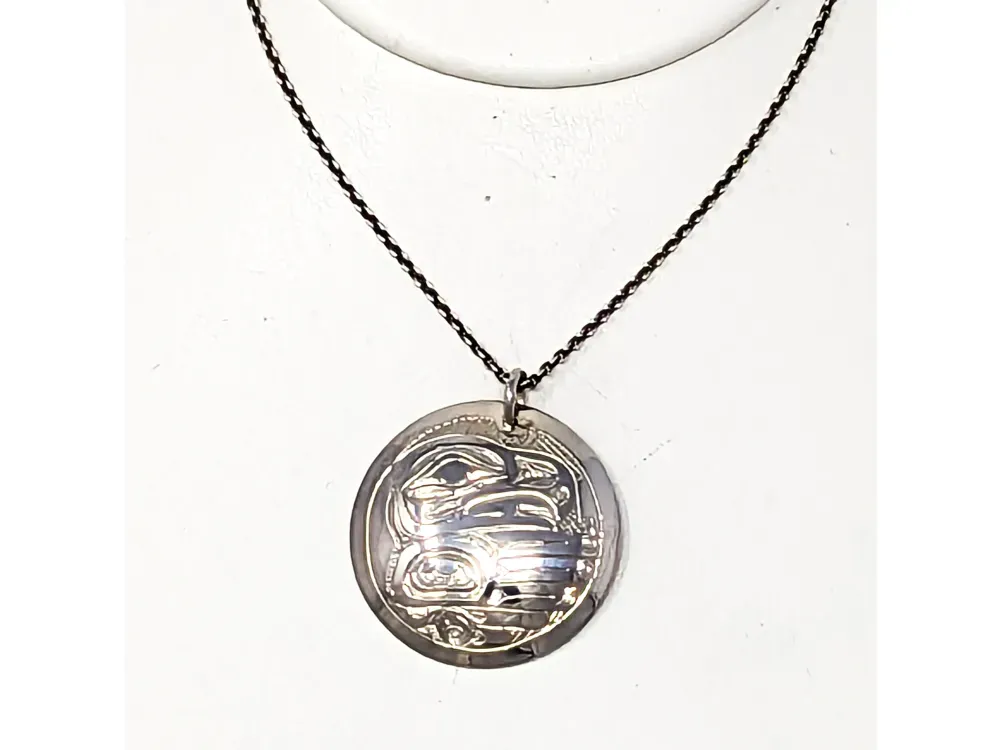 Tlingit Eagle Sterling Silver Pendant - 3
