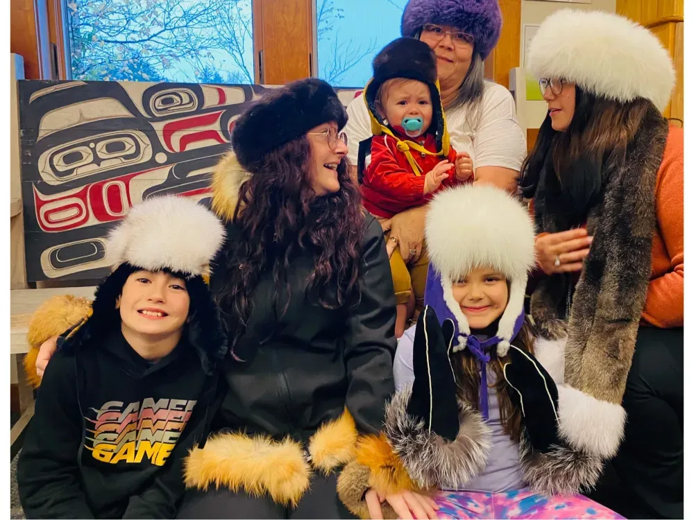Kids Trapper Hat with Sea Otter Fur and Feaux Sherpa  - 2