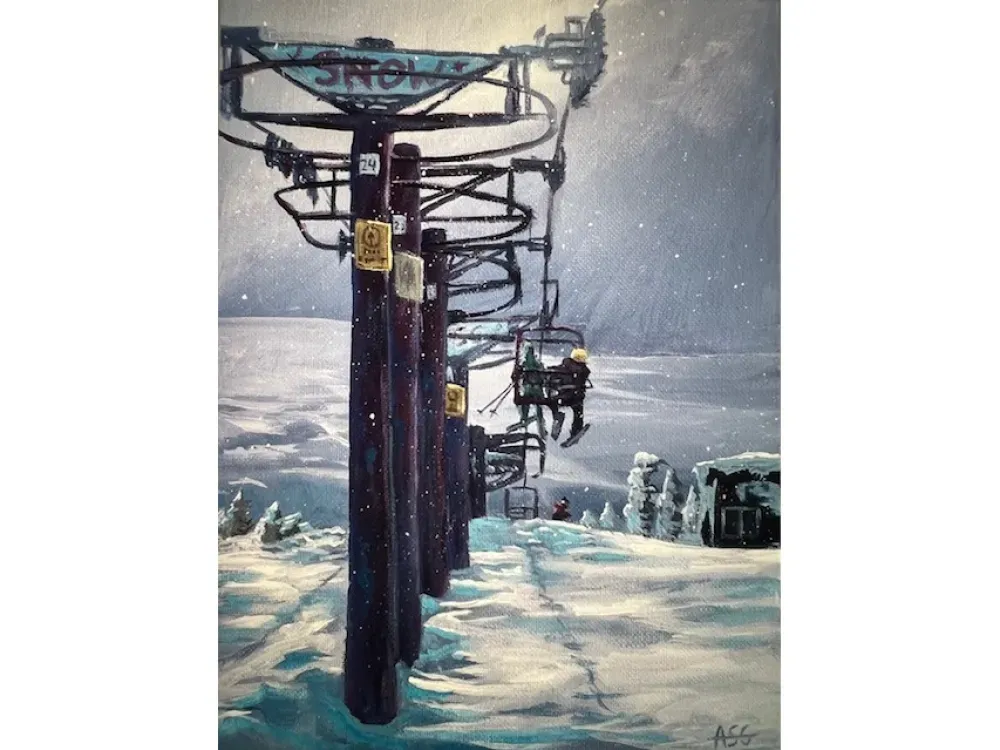 Fresh Snow on Black Bear Chairlift, Eaglecrest Ski Area, Juneau, Alaska - 1