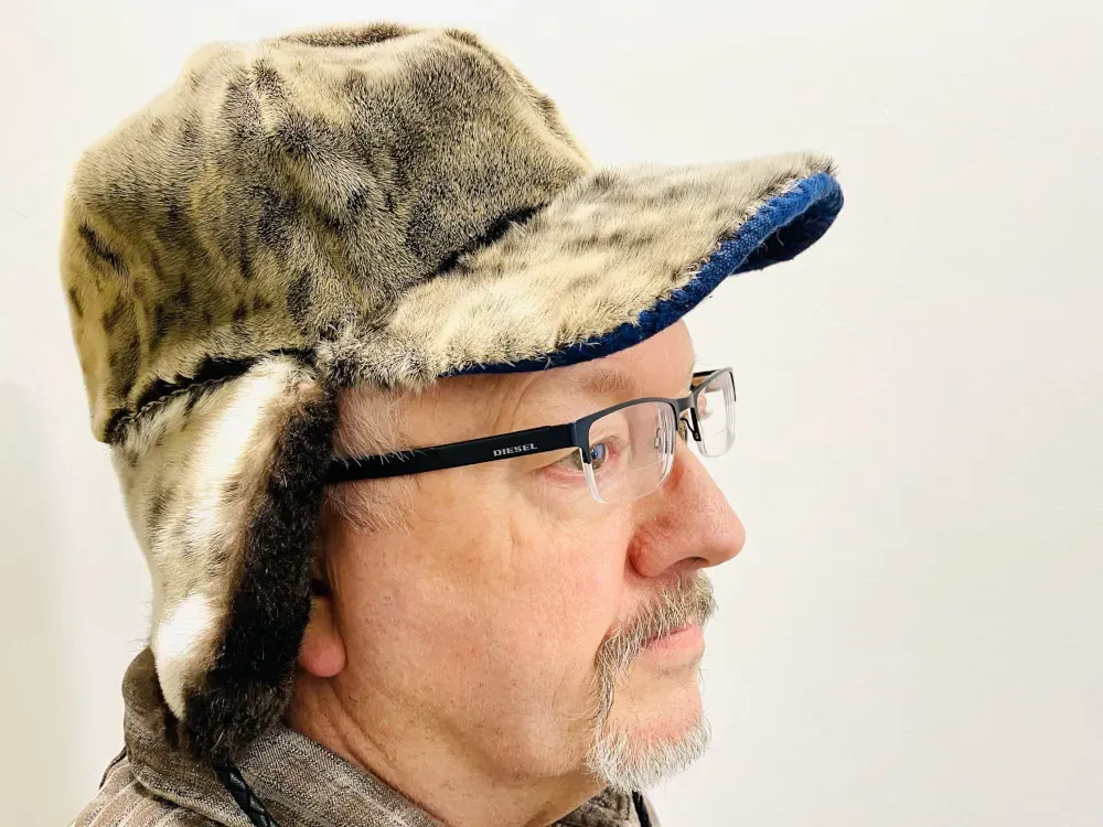 Seal Skin Baseball Hat with Ear Flaps and Sea Otter Fur Lining - 5