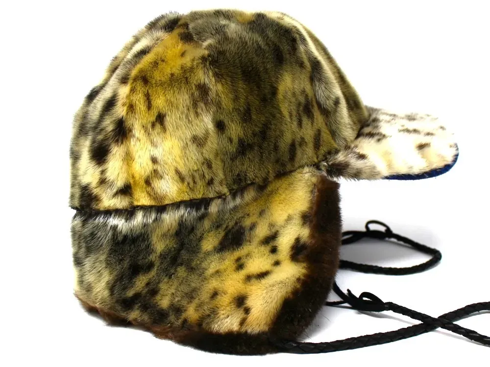 Seal Skin Baseball Hat with Ear Flaps and Sea Otter Fur Lining - 3