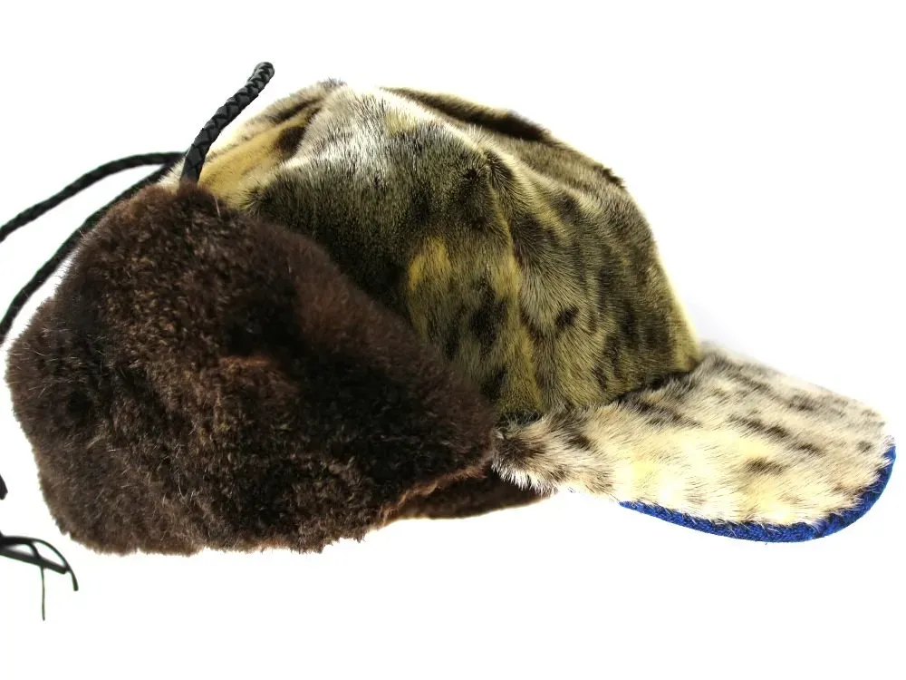 Seal Skin Baseball Hat with Ear Flaps and Sea Otter Fur Lining - 4