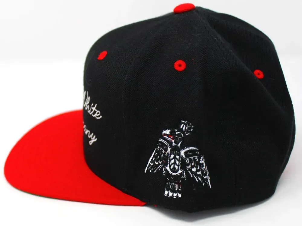 Black and White Raven Company Flat Brim Baseball Cap - 4