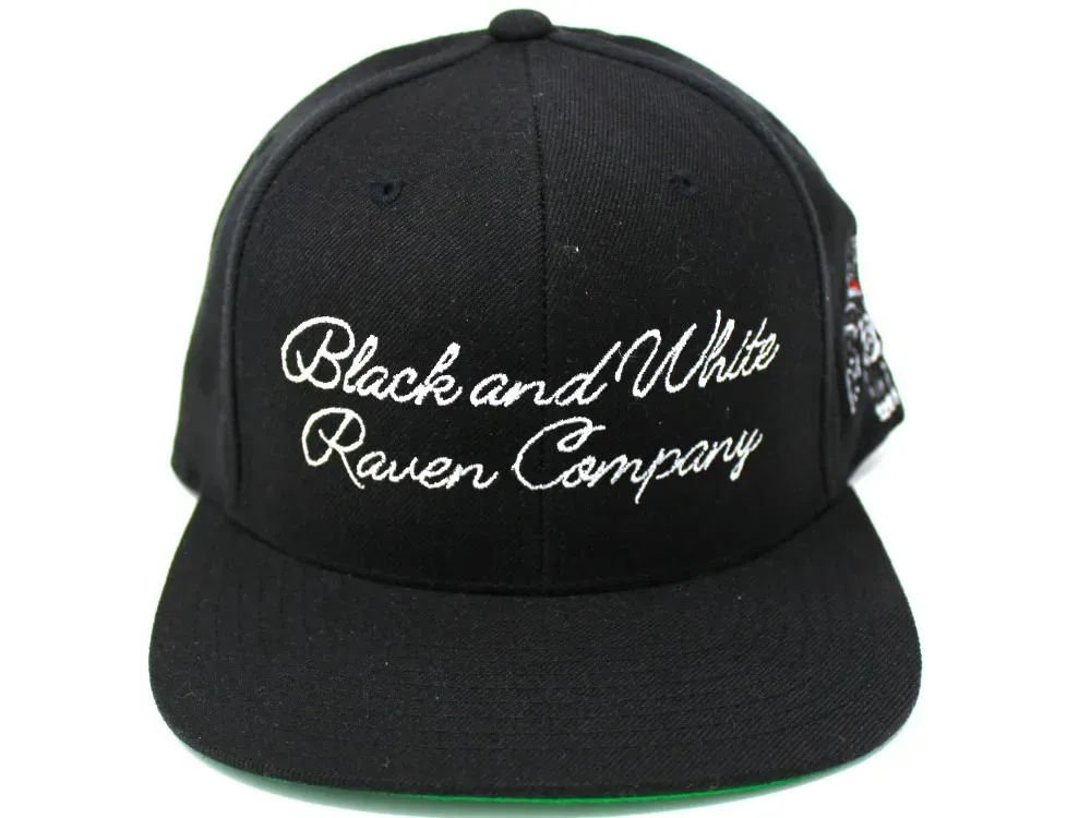 Black and White Raven Company Flat Brim Baseball Cap - 2