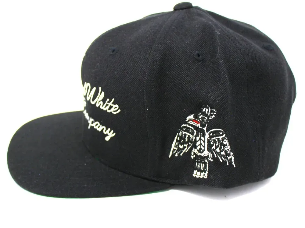 Black and White Raven Company Flat Brim Baseball Cap - 1