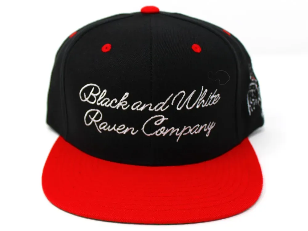 Black and White Raven Company Flat Brim Baseball Cap - 3