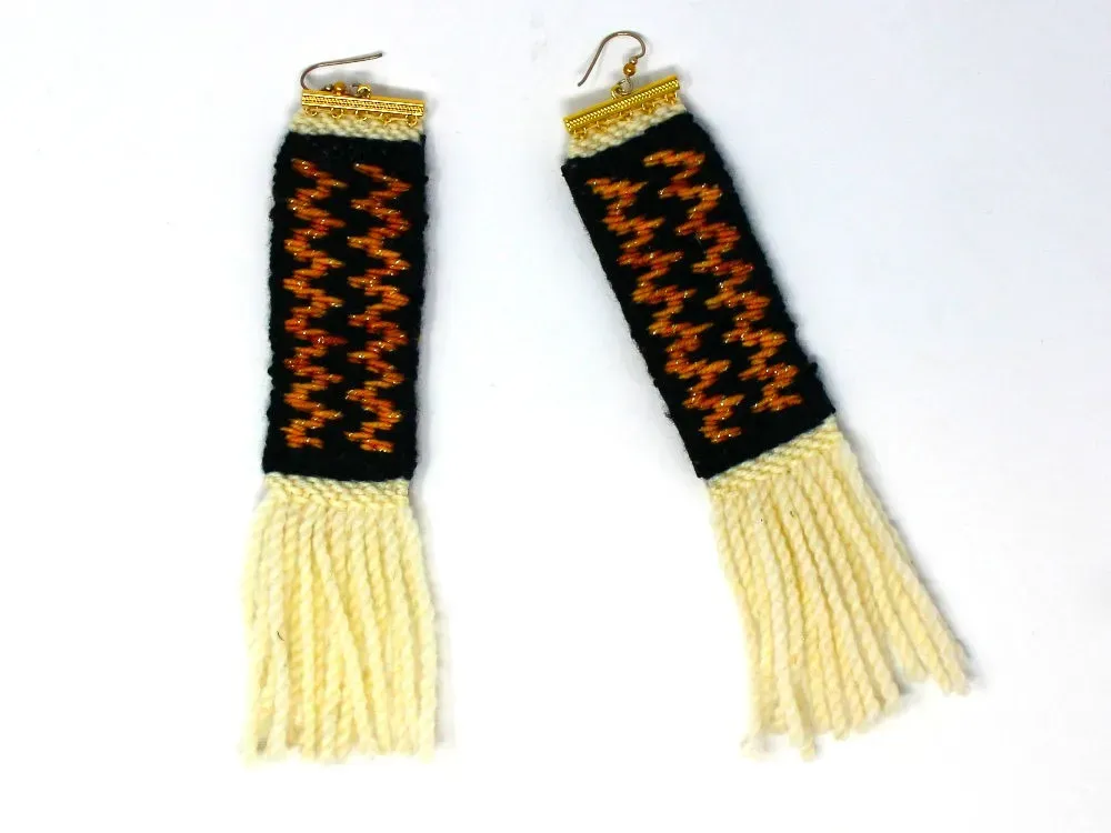 Woven Rectangular Earrings - 1