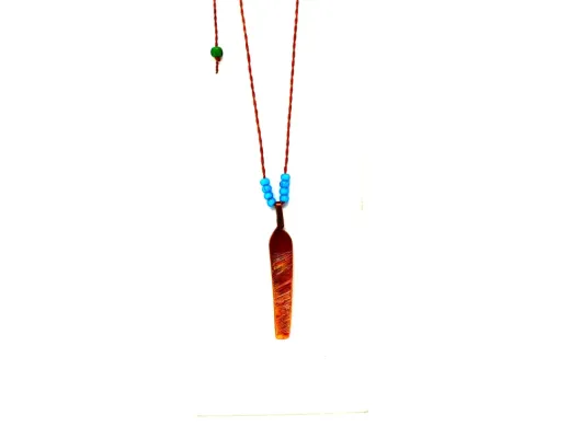 Copper Pendant With Turquoise Beads on Sinew Cord