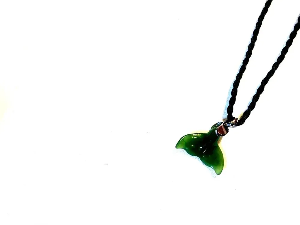 Jade Small Whale Tail Necklace - 2