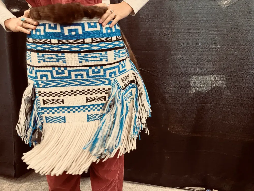 Ceremonial Raven's Tail Apron - Blue - 3