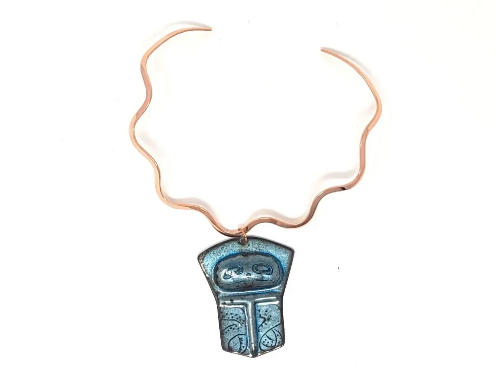 Large Copper Tin’aa Pendant With Omega  - 1