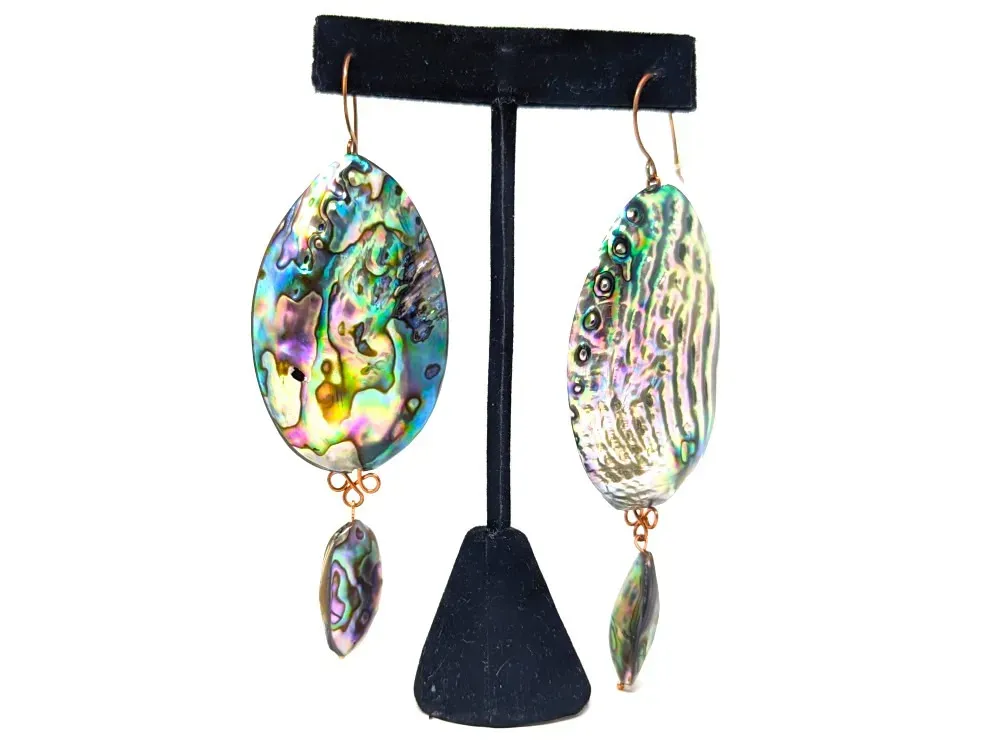 Large Abalone Shell Earrings - 1
