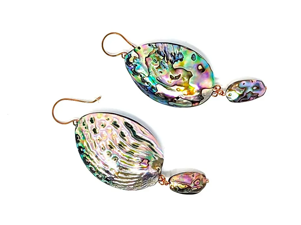 Large Abalone Shell Earrings - 2