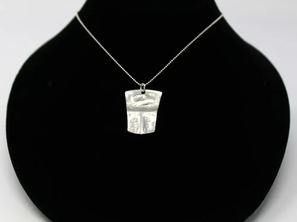 Raven Totemic Copper Tin'aa Pendant in Sterling Silver - 1