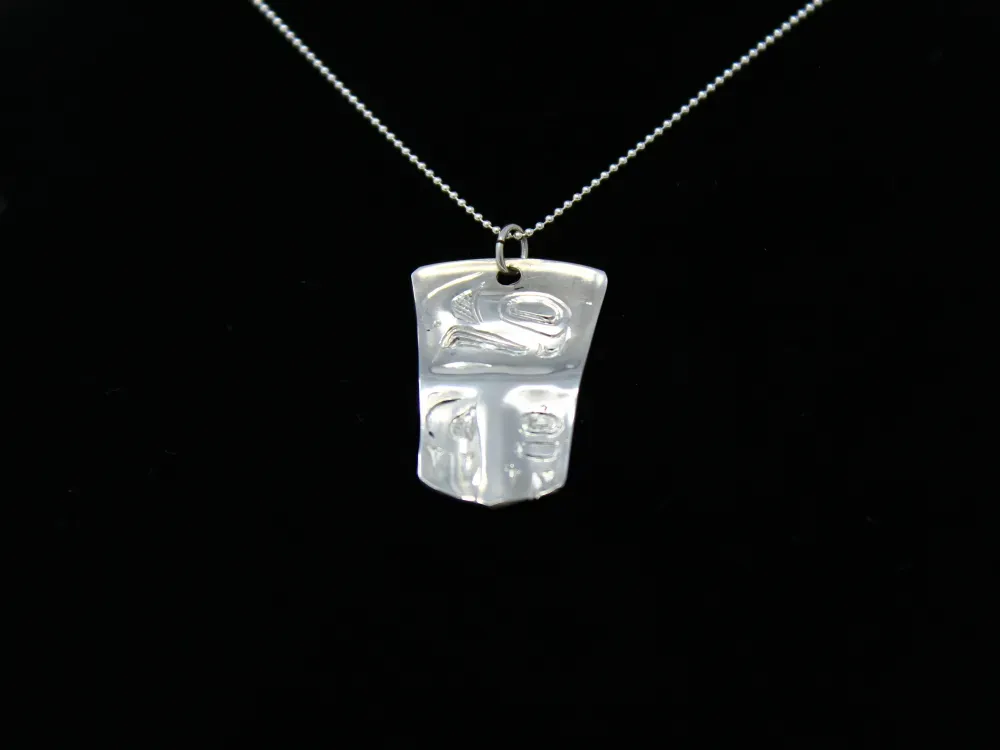 Eagle Totemic Copper Tin'aa Pendant in Sterling Silver - 2
