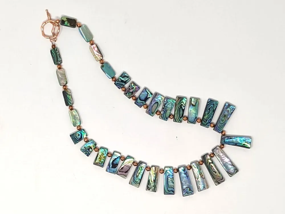 Abalone Rectangular Beaded Necklace - 2