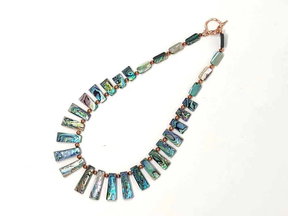Abalone Rectangular Beaded Necklace - 1