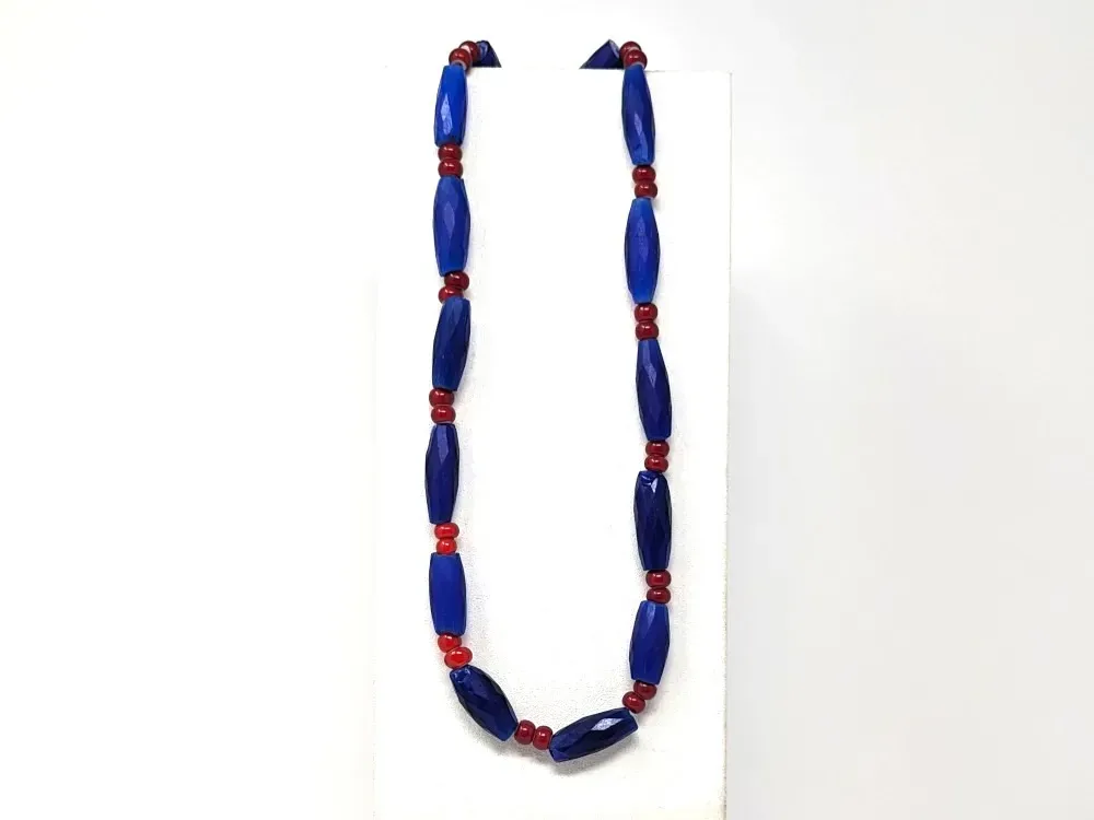 Blue And Red Trade Bead Necklace - 2