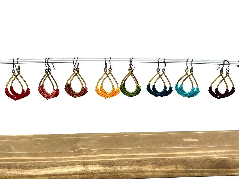 Mini Macramé Teardrop Earrings - 1