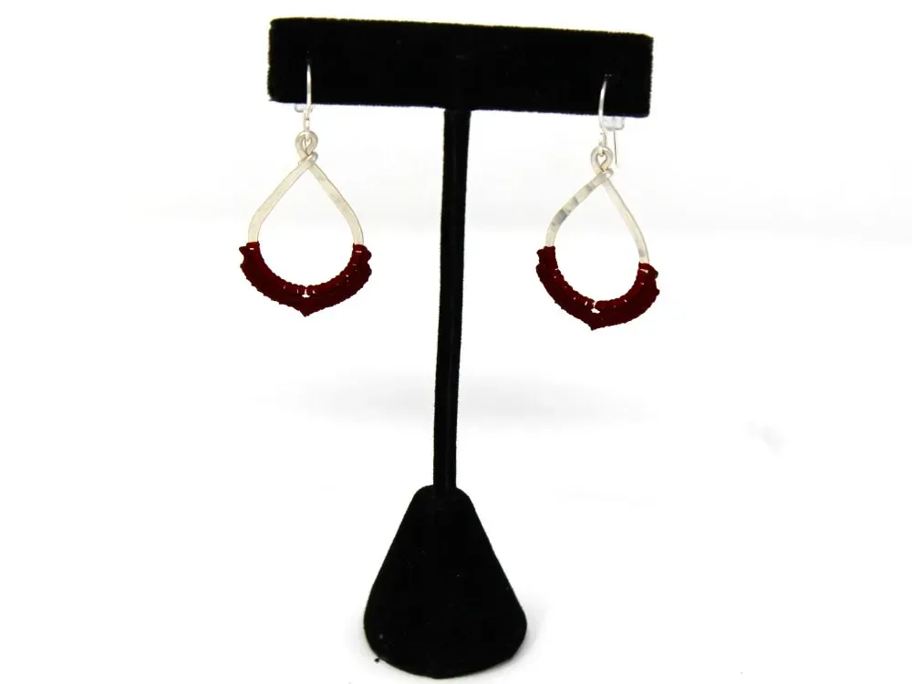 Mini Macramé Teardrop Earrings - 4