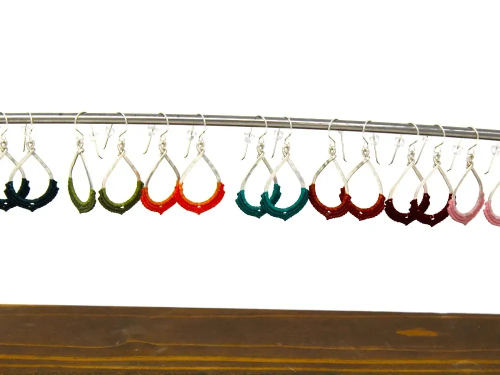 Mini Macramé Teardrop Earrings - 2