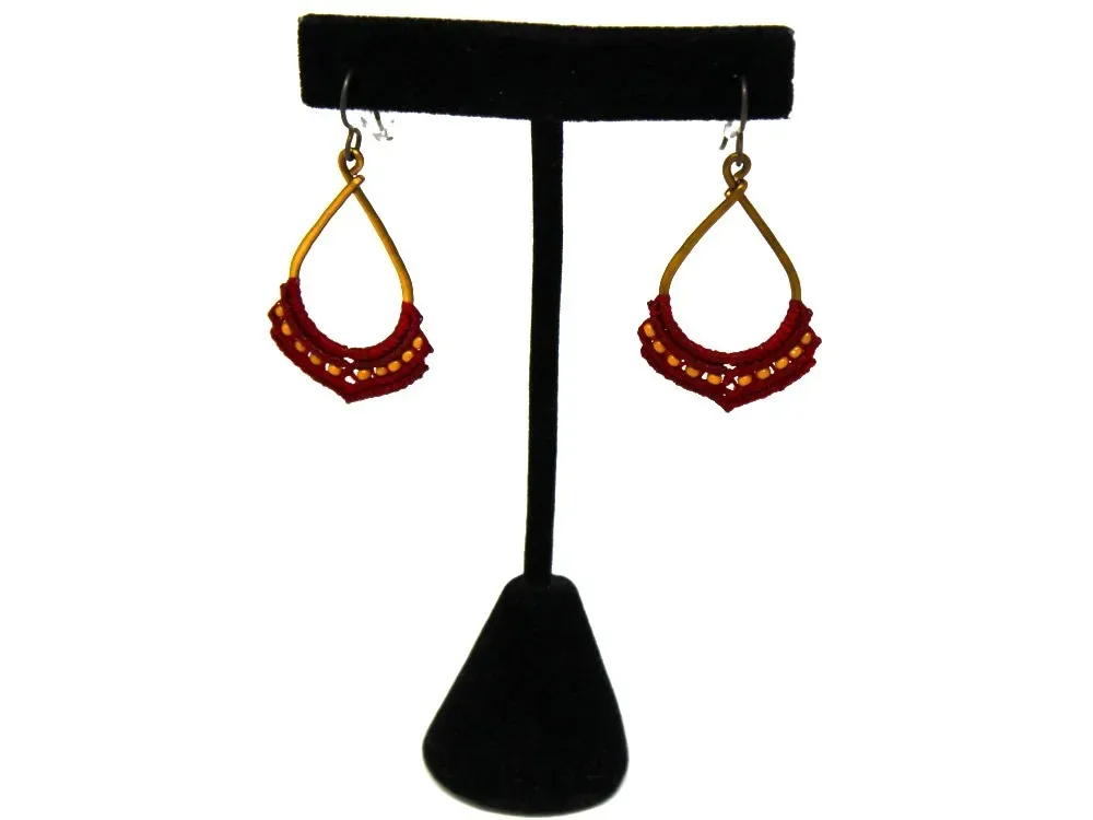 Mini Beaded Macramé Teardrop Earrings - 4