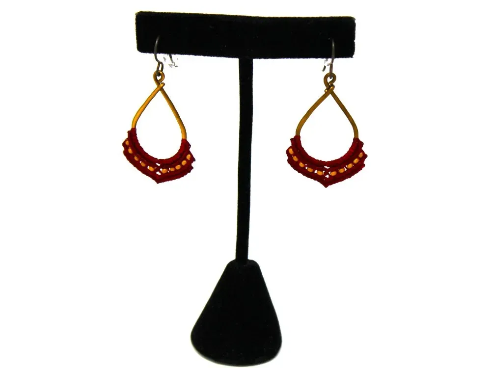 Mini Beaded Macramé Teardrop Earrings - 3