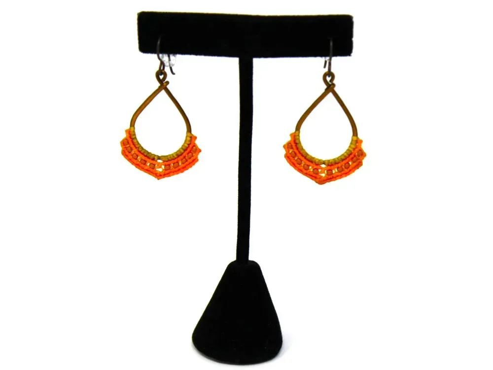 Mini Beaded Macramé Teardrop Earrings - 5