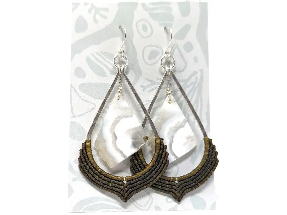 Ocean Jasper Macramé Earrings - 1