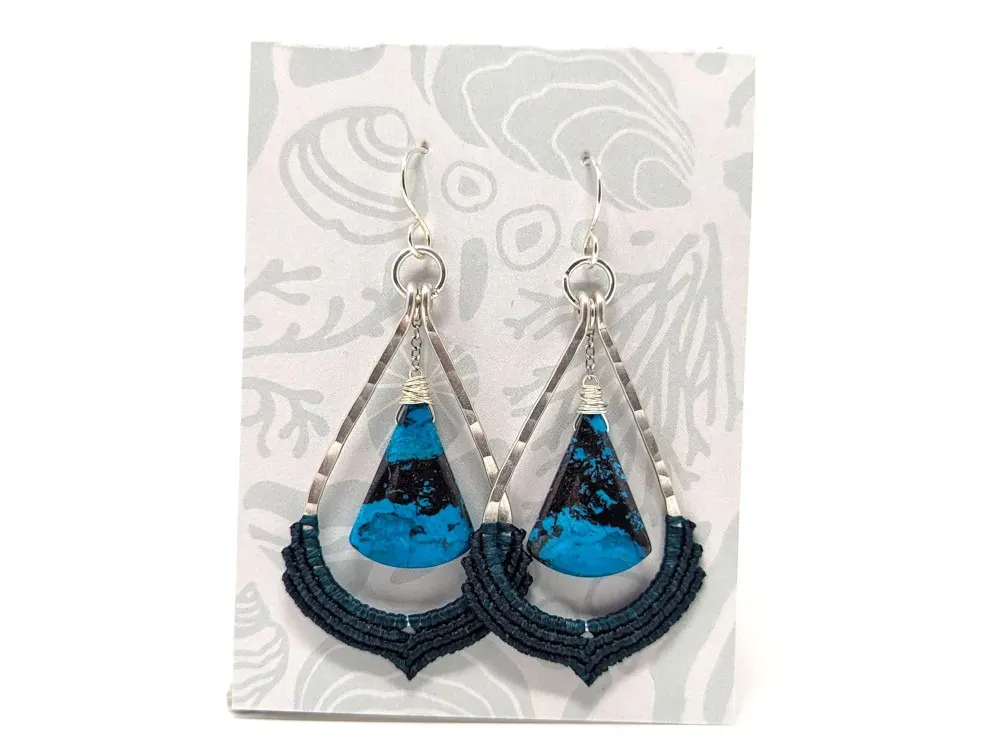 Chrysocolla Macramé Earrings - 1