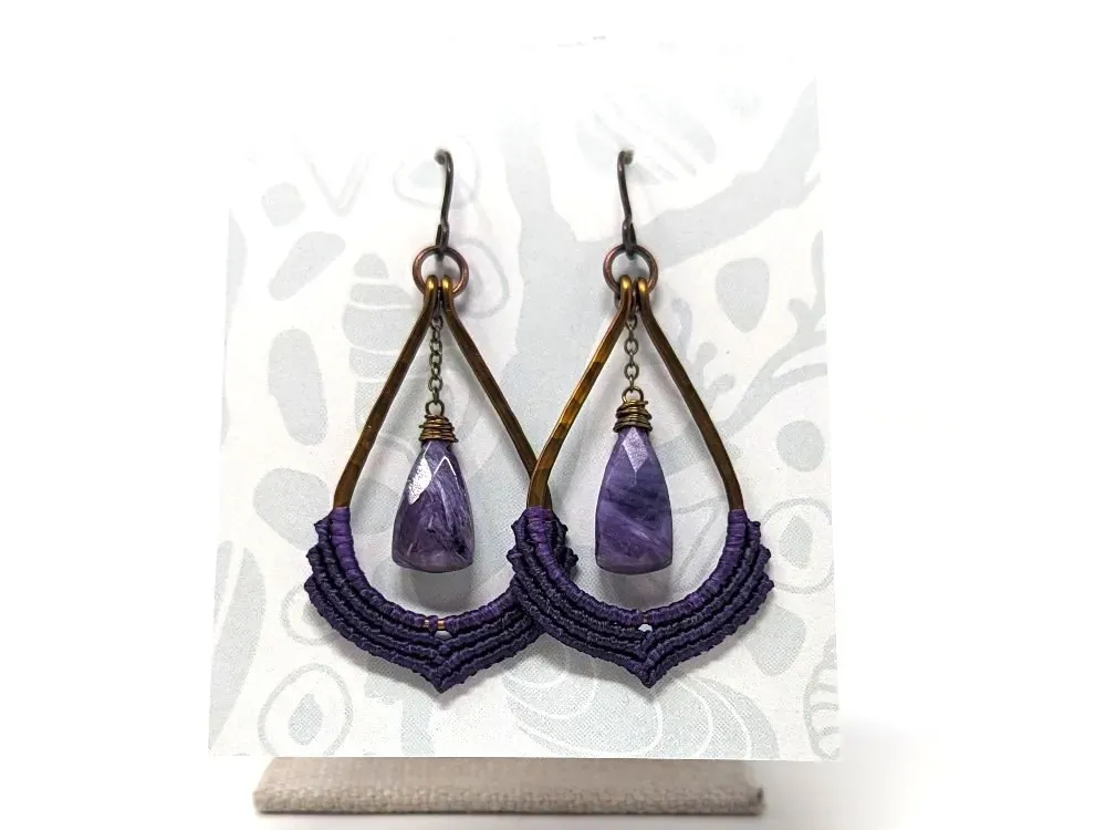Charoite Macramé Earrings - 1