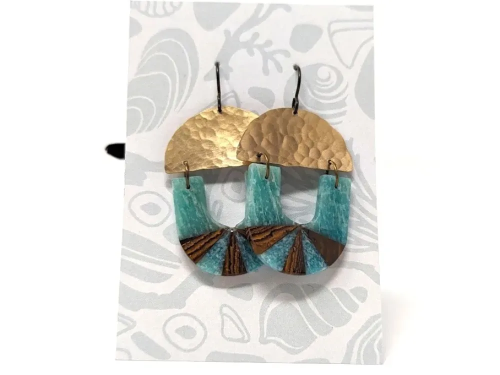 Amazonite & Boulder Opal Earrings - 1