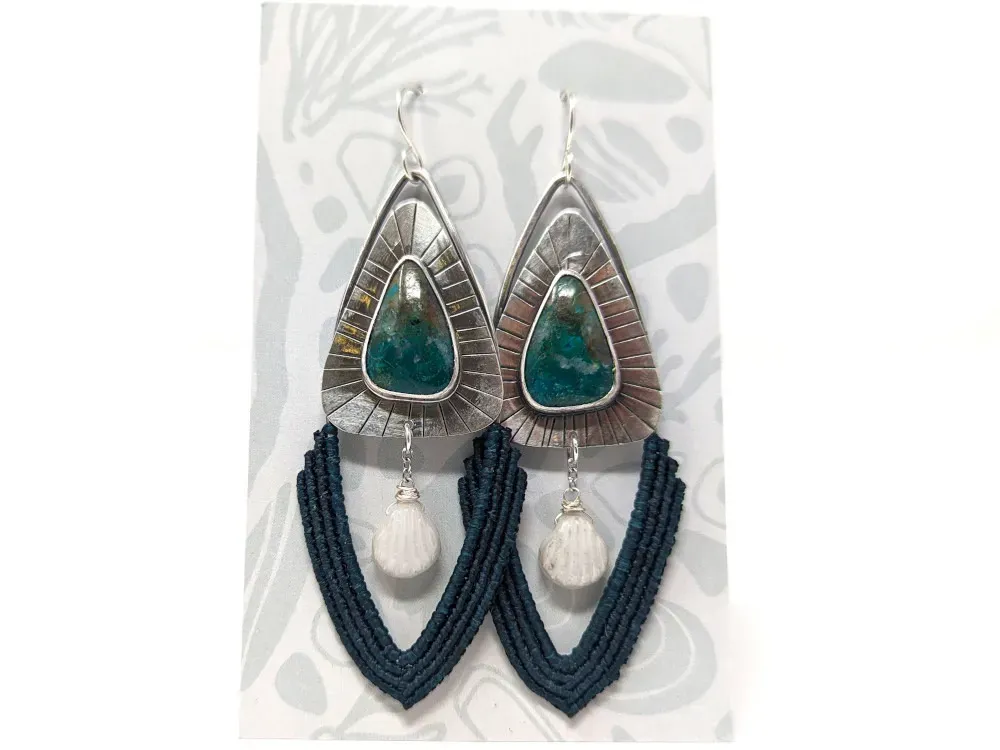 Peruivan Opal Macramé Earrings - 1
