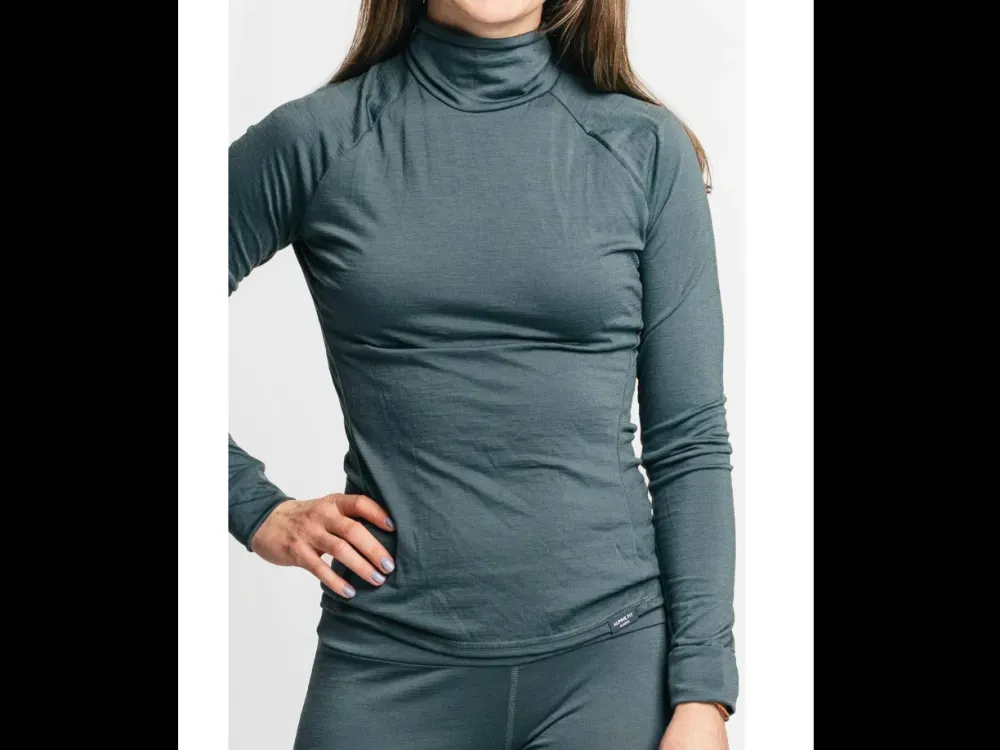 Made in Alaska Women's Merino Wool Isostatic T-Neck Top - Slate - 3