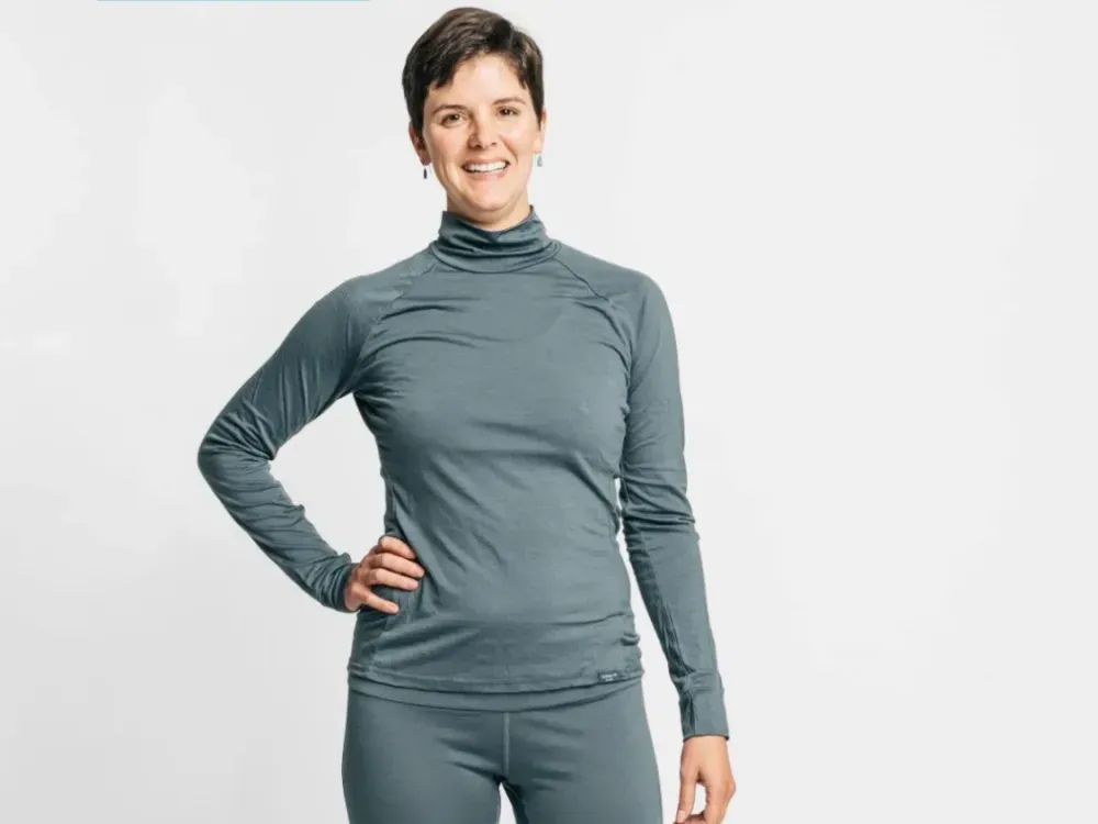 Made in Alaska Women's Merino Wool Isostatic T-Neck Top - Slate - 5