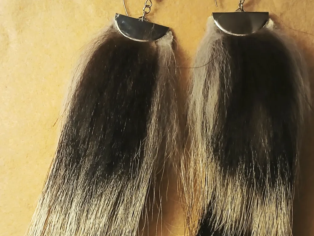 Wolf and Black Bear Fur Earrings - 2