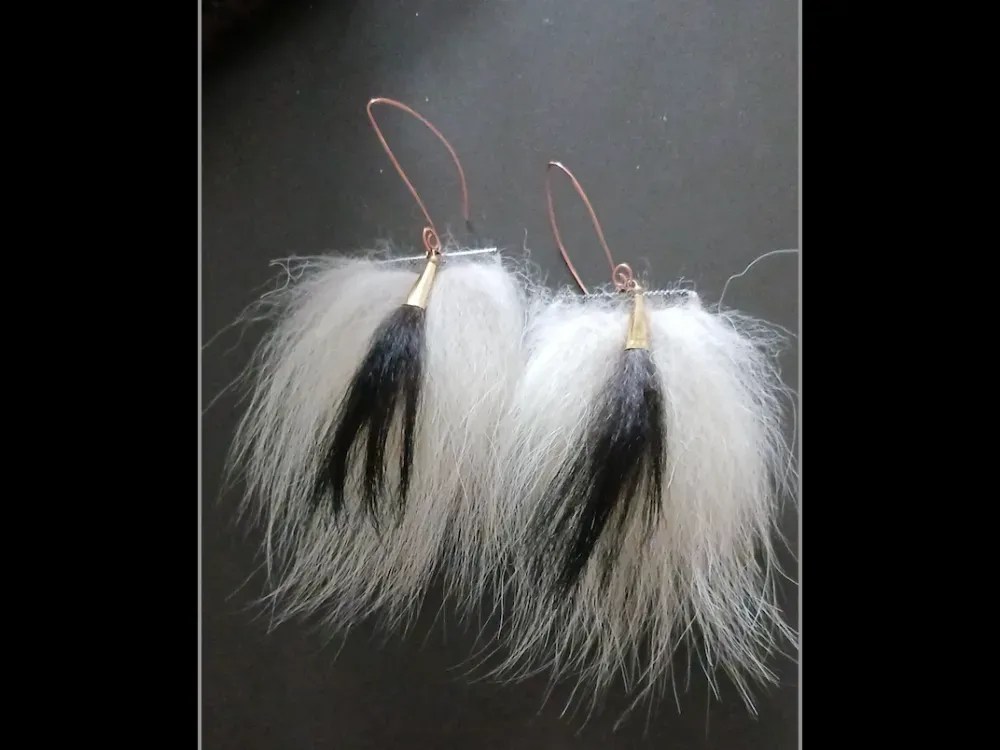 Wolf and Black Bear Fur Earrings - 3