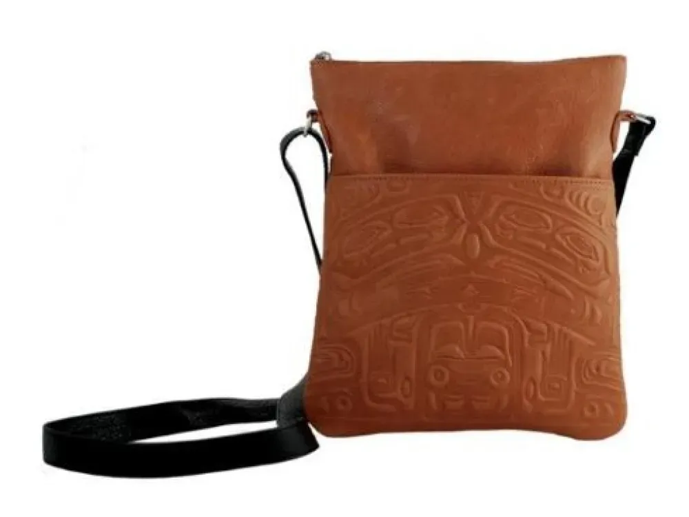 Embossed Leather Solo Bag Bear Box design (Saddle Leather) - 1