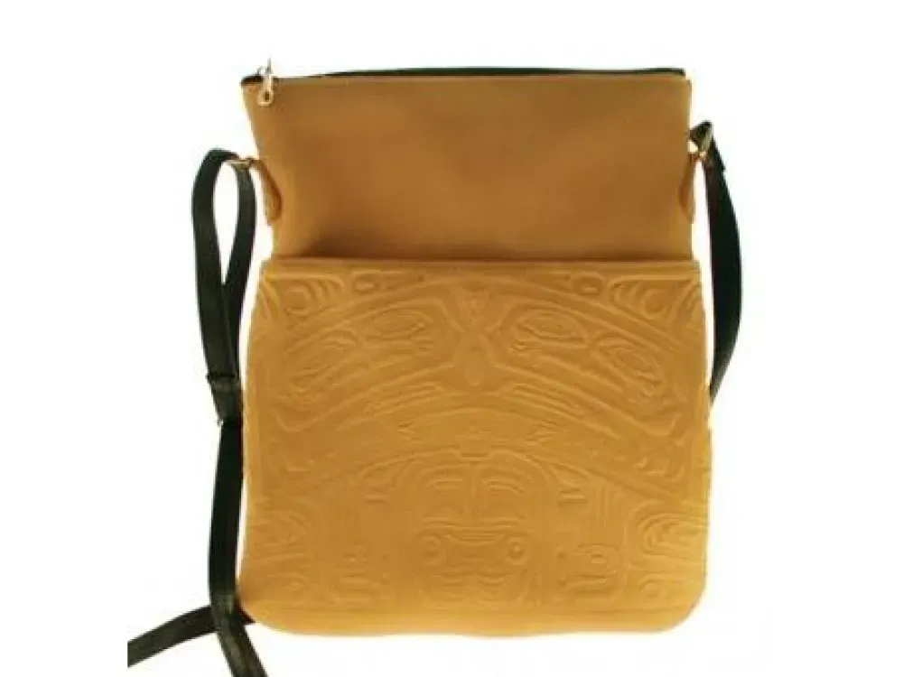 Embossed Leather Solo Bag Bear Box design (Saddle Leather) - 2