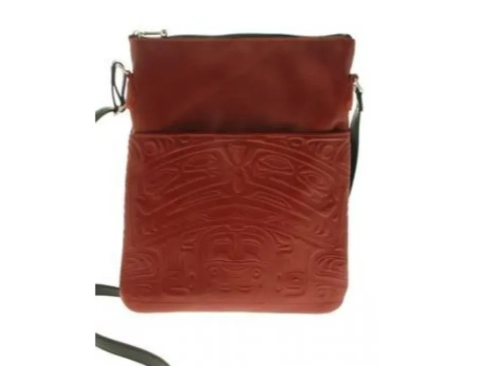 Embossed Leather Solo Bag Bear Box design (Saddle Leather) - 3