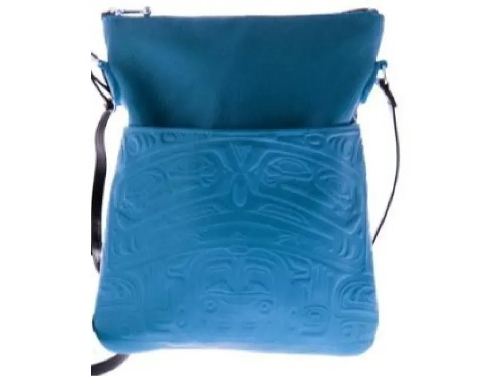 Embossed Leather Solo Bag Bear Box design (Saddle Leather) - 4