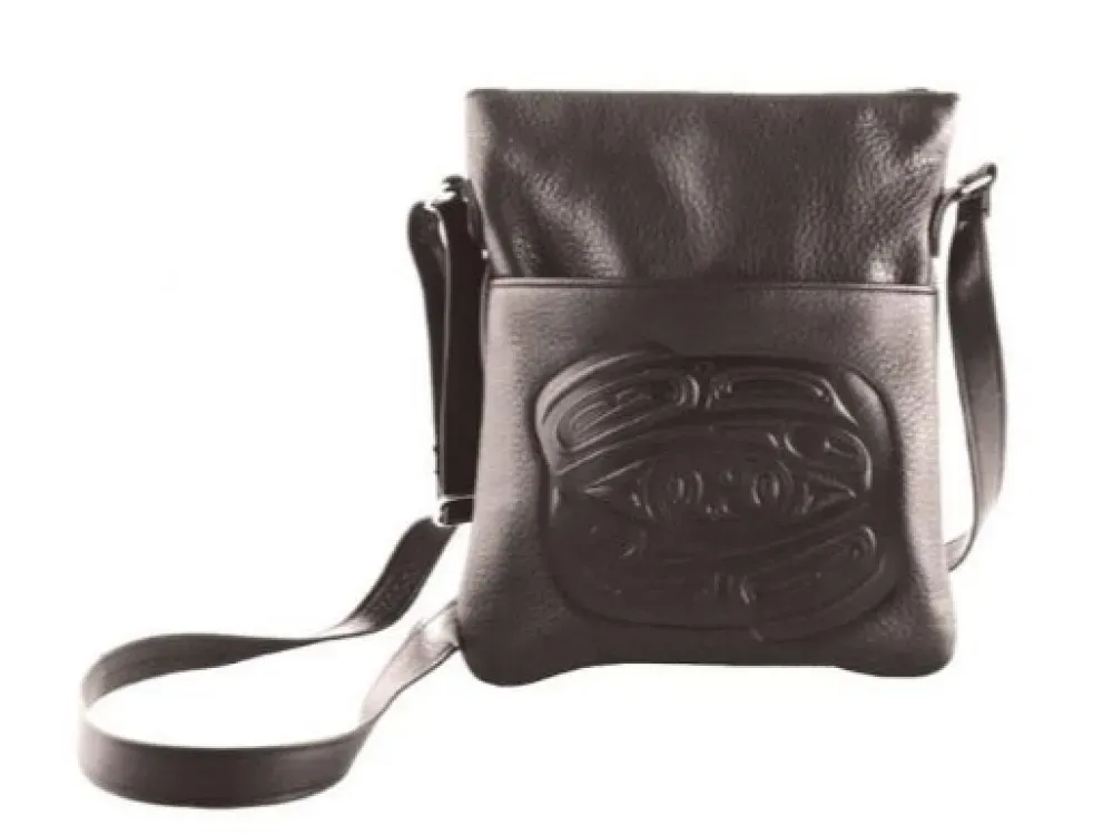 EMBOSSED RAVEN Solo Bag (Black Leather) - 1