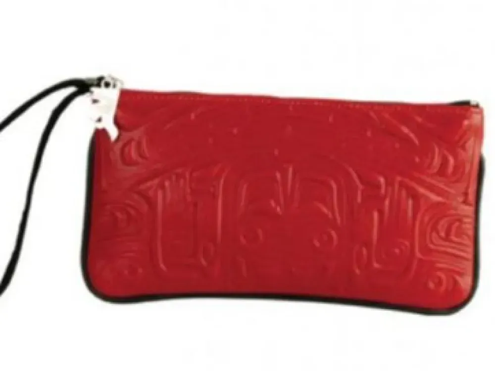 Embossed Wristlet Bear Box Design (Black Leather) - 3