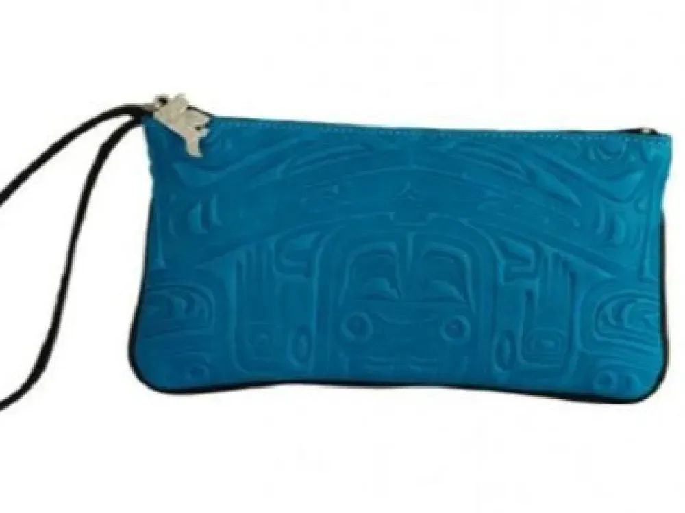 Raven Embossed Wristlet (Black Leather) - 3