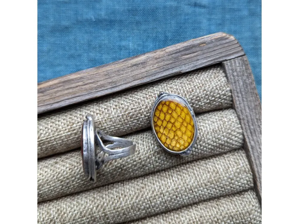Oval Embellished Adjustable Ring - 5