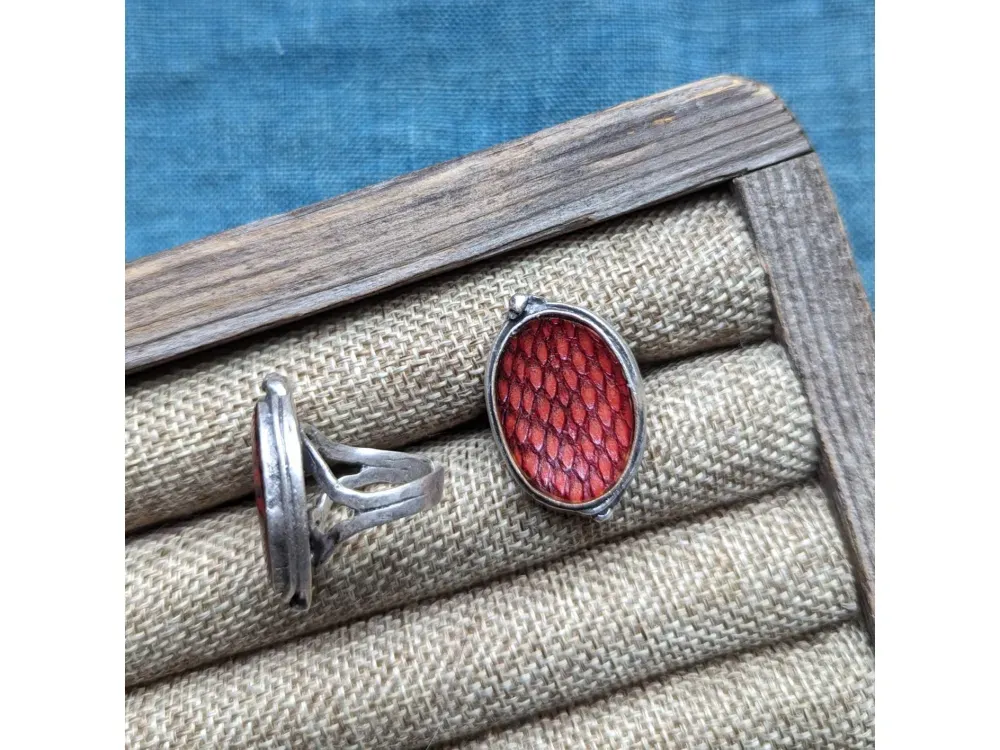 Oval Embellished Adjustable Ring - 4