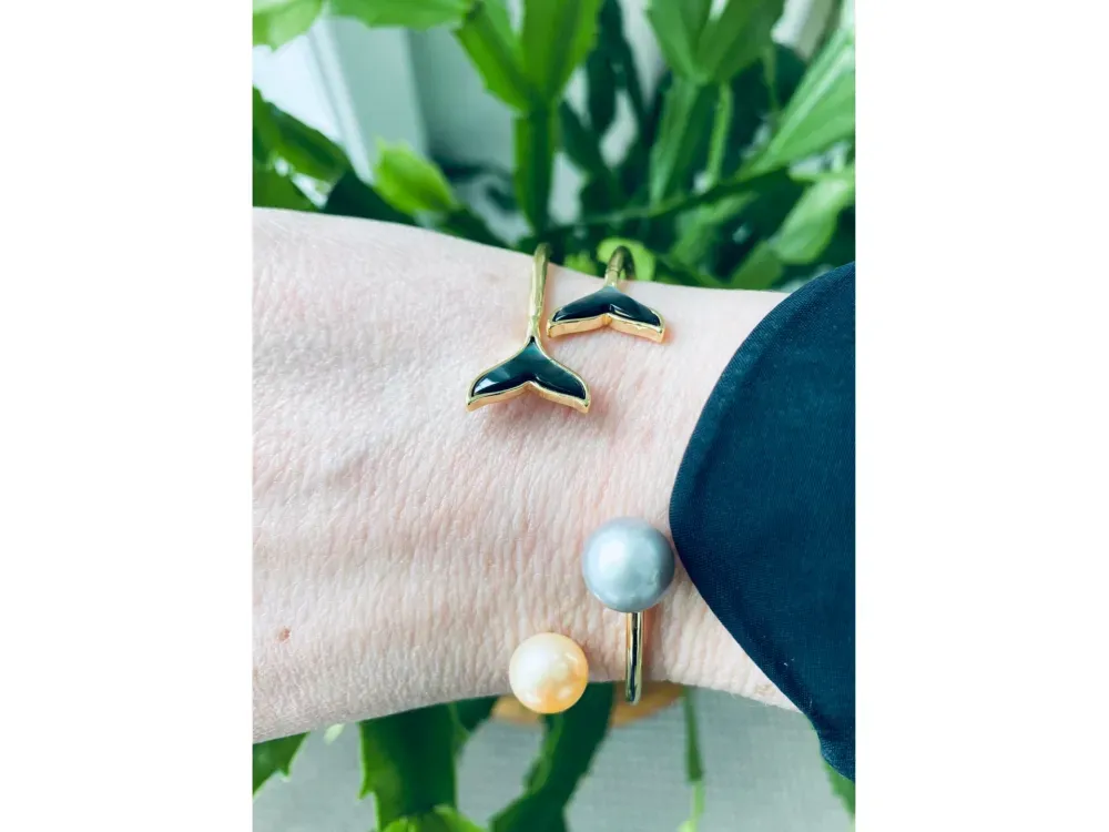 Whale Tail Bracelet With Gold Plated Abalone - 2