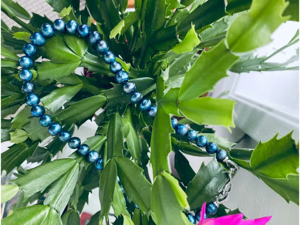 Freshwater Blue Pearl Beaded Necklace - 1