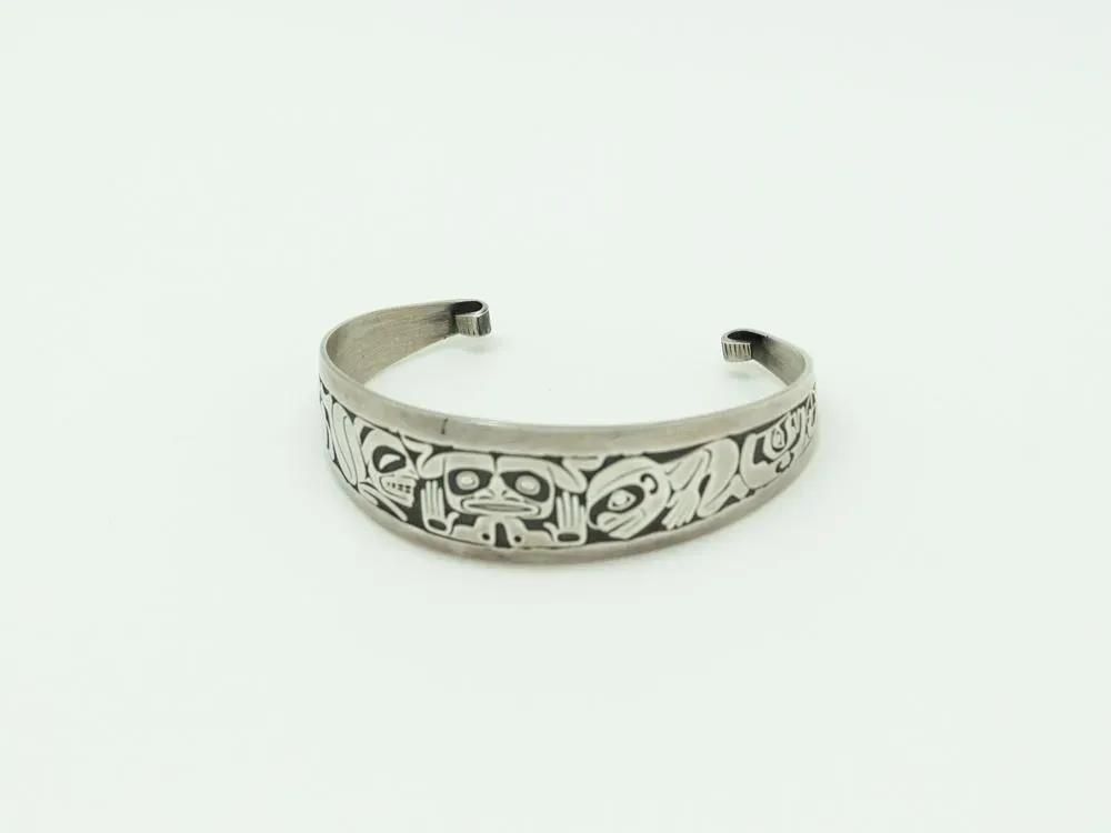 Barry Herem Sterling Engraved Frog Totemic Cuff  - 3